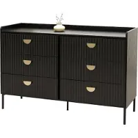 MCW Ladekast -O39, hoge kast, 6 laden melamine MDF 80x120x44cm ~ houtlook zwart