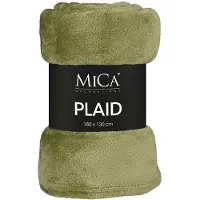 Mica Decorations - Fleece deken - groen - 130 x 180 cm - polyester - plaid - Famke - fleeceplaid - bankdeken