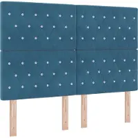 vidaXL LED Box Spring Bed met matras Donkerblauw 140 x 190 cm Fluweel