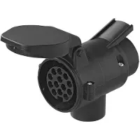 Pro Plus Verloopstekker 7- naar 13-polig – Voor caravan en aanhanger – Met constante plus (+) – Zwart