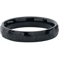 EtNox - Gothic Ring - Mond und Pentagramm - zwart | Maat 62