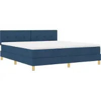 vidaXL LED Box Spring Bed met kussen Blauw 180 x 200 cm Stof
