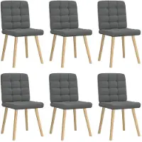 vidaXL Eetkamerstoelen 6 st stof donkergrijs