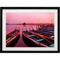 Deknudt Frames Poster in lijst - haven in rode avondzon - 60x80 cm