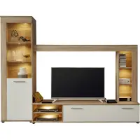 Trendteam Woonkamer, wandmeubel, logo eikenhout, licht eikenfineer, afmetingen 240 x 185 x 41 cm