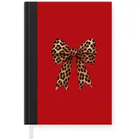 MuchoWow Notitieboek - Schrijfboek - Strik - Sierlijk - Panter - Rood - Notitieboekje klein - A5 formaat - Schrijfblok