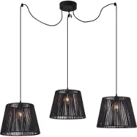QAZQA Buiten hanglamp zwart met zwarte kap van touw 3-lichts IP44 - Cava Jayla