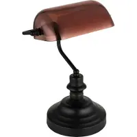 Globo Klassieke bureaulamp Antique zwart met bruin glas