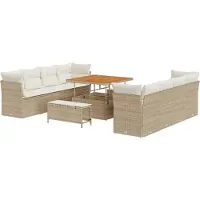 vidaXL Tuinbank Set 11 st 8-Aantal zitplaatsen Beige en Crème