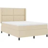 vidaXL LED Box Spring Bed met hoofdeinde Crème 160 x 200 cm Stof