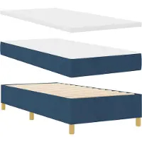 vidaXL Boxspringbed met matras en hoofdeinde, blauw, 90 x 200 cm, stof