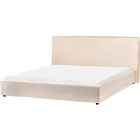Beliani LAVAUR - Tweepersoonsbed - Beige - 180 x 200 cm - Bouclé