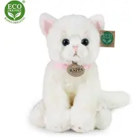 Rappa Eco Friendly Serie - Pluche Witte Kat - 25 cm - Milieuvriendelijk