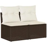 vidaXL 2-delige Loungeset met kussens poly rattan acacia bruin