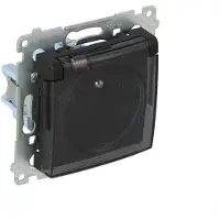 Kontakt-Simon Simon 54 stopcontact voor IP44-uitvoering, zonder afdichting (module), 16A, 250V, transistor beveiliging, mat zwart, afdichtingsstrip voor frame, modelnummer DGZ1BUZ.01/49A
