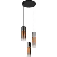 Globo Strakke hanglamp Annika 3-lichts gunmetal rond
