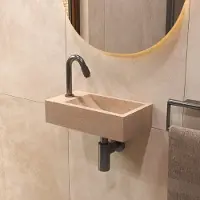 Salenzi Travertin Light Fontein 40x22cm Links Wandmodel