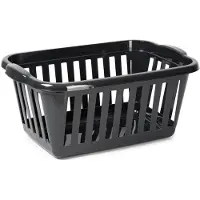 PlasticForte Wasmand - zwart - kunststof - 40 liter - 60 x 40 x 26 cm - manden voor wasgoed - huishouden - opbergmand