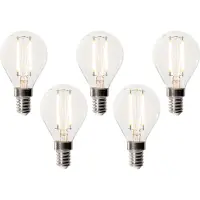 LUEDD Set van 5 E14 dimbare LED lampen P45 helder glas 3W 250 lm 2200K