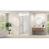 Van Rijn Products ST09300 Schuifdeur Met Helder Glas 140cm - Geborsteld RVS - Veiligheidsglas - Douche, Douchedeuren - 8720297316999