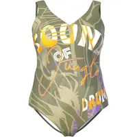 Ulla Popken Badpak groen / lila / oranje / wit