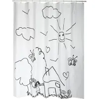 MSV Douchegordijn Kids Garden Zwart 180cm