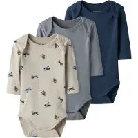 Name it Rompertje/body beige / navy / rookgrijs