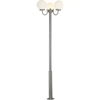 LINDBY Samuel buitenlamp, 218 cm, 3-lamps, globe, E27, IP44 Samuel, dimbaar, alu / grijs / zink, Roestvrij staal, Modern