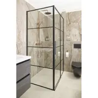 Saqu Miralo industriële inloopdouche incl. antikalk 90x200cm mat zwart