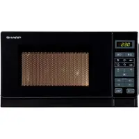 Sharp R642BKW magnetron met grillfunctie, 20 liter, 800 W, grill 1000 W, 11 vermogensniveaus, 8 automatische programma's, ontdooifunctie, digitaal display, zwart