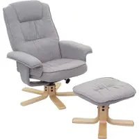 Mendler Relaxfauteuil M56, tv-fauteuil met voetenbankje, stof/textiel, -gecertificeerd lichtgrijs