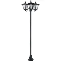 Outsunny Sunny Solar tuinlantaarn met 3-pits lantaarn solar lantaarn padverlichting met LED 120 lumen IP44 201 RVS zwart 51,5 x 47 x 182,5 cm