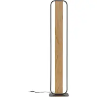 LINDBY LED-vloerlamp Romilda, hout licht, Woon-/ Eetkamer, Landelijk, LED vloerlamp