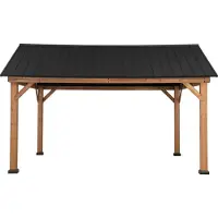 Sunjoy Gazebo luxe tuinpaviljoen overkapping in cedarwood met hardtop dak in antraciet 399 x 335cm