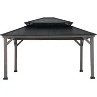 Sunjoy Gazebo luxe tuinpaviljoen in cedarwood met hip-roof hard-top dak 430 x 372cm