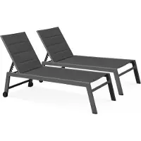 Oviala - Set van 2 aluminium en textilene ligstoelen in grijs - Nouméa