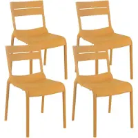 Oviala - Set van 4 mosterdgele kunststof terrasstoelen - Paname