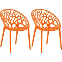 CLP Hope 2er Set stapelbare Tuinstoelen - Weerbestendig & UV-bestendig - Kunststof Stoelen met Armleuningen - Modern Design - oranje