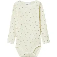 Name it Rompertje/body 'NMFWang' beige / olijfgroen / wit