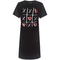 Temptation Dames Bigshirt - Puzzel Print - Zwart - Maat L