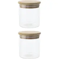 COSY&TRENDY Set van 4x stuks voorraadpotten/bewaarpotten 330 ml glas met houten deksel - Voorraadbussen