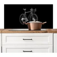 KitchenYeah Spatscherm keuken 100x50 cm - Kookplaat achterwand Lijnen - Illustratie - Wit - Muurbeschermer - Spatwand fornuis - Hoogwaardig aluminium