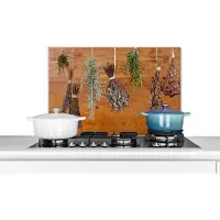 KitchenYeah Spatscherm keuken 60x40 cm - Kookplaat achterwand Gedroogde kruiden - Muurbeschermer - Spatwand fornuis - Hoogwaardig aluminium