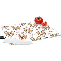 KitchenYeah Glazen Snijplank - 39x28 - Patronen - Hond - Corgi - Jongens - Meisjes - Kinderen - Kids - Snijplanken Glas