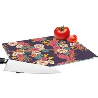 KitchenYeah Glazen Snijplank - 28x20 - Boeket - Bloemen - Tropisch - Patroon - Snijplanken Glas
