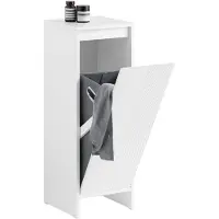 SoBuy Linnenkast - BZR154-W - Badkameronderkast - 1 uitneembaar wasmand - Wit