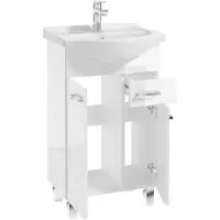 Deftrans Mea - Wastafelmeubel - Wit Hoogglans - Keramische Wastafel - Standaard Type
