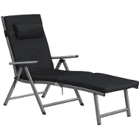 Songmics Ligstoel met matras van 6 cm dik, Zwart