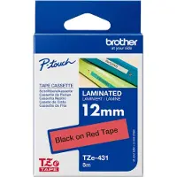 Brother Tape TZe-431 Zwart op rood (12 mm)