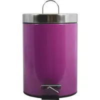 MSV Prullenbak/pedaalemmer - metaal - paars - 3 liter - 17 x 25 cm - Badkamer/toilet - Pedaalemmers